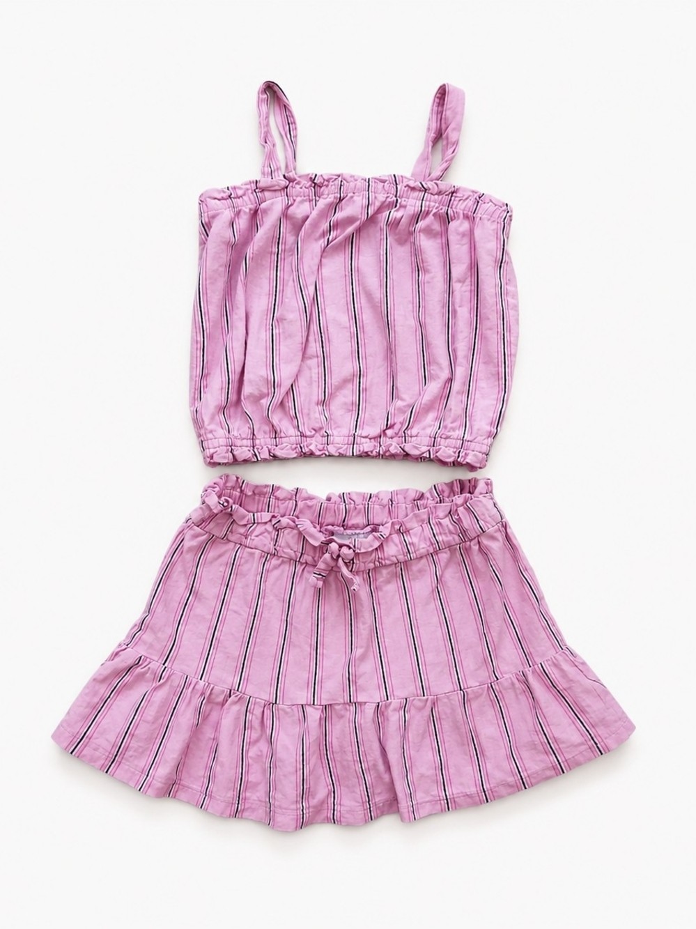 Carter’s 2T Pink Striped Two Piece Skort Set Tank Top & Ruffle 100% Cotton