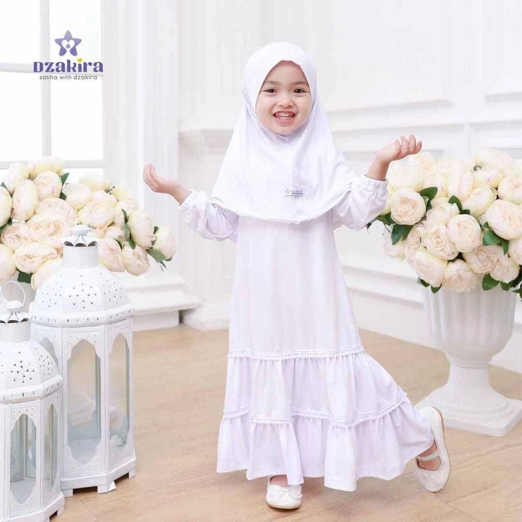 Baby Girl Muslim Dress 0-3Y Kirana Premium Jersey Twist Pom-Pom Lace Baby Pink