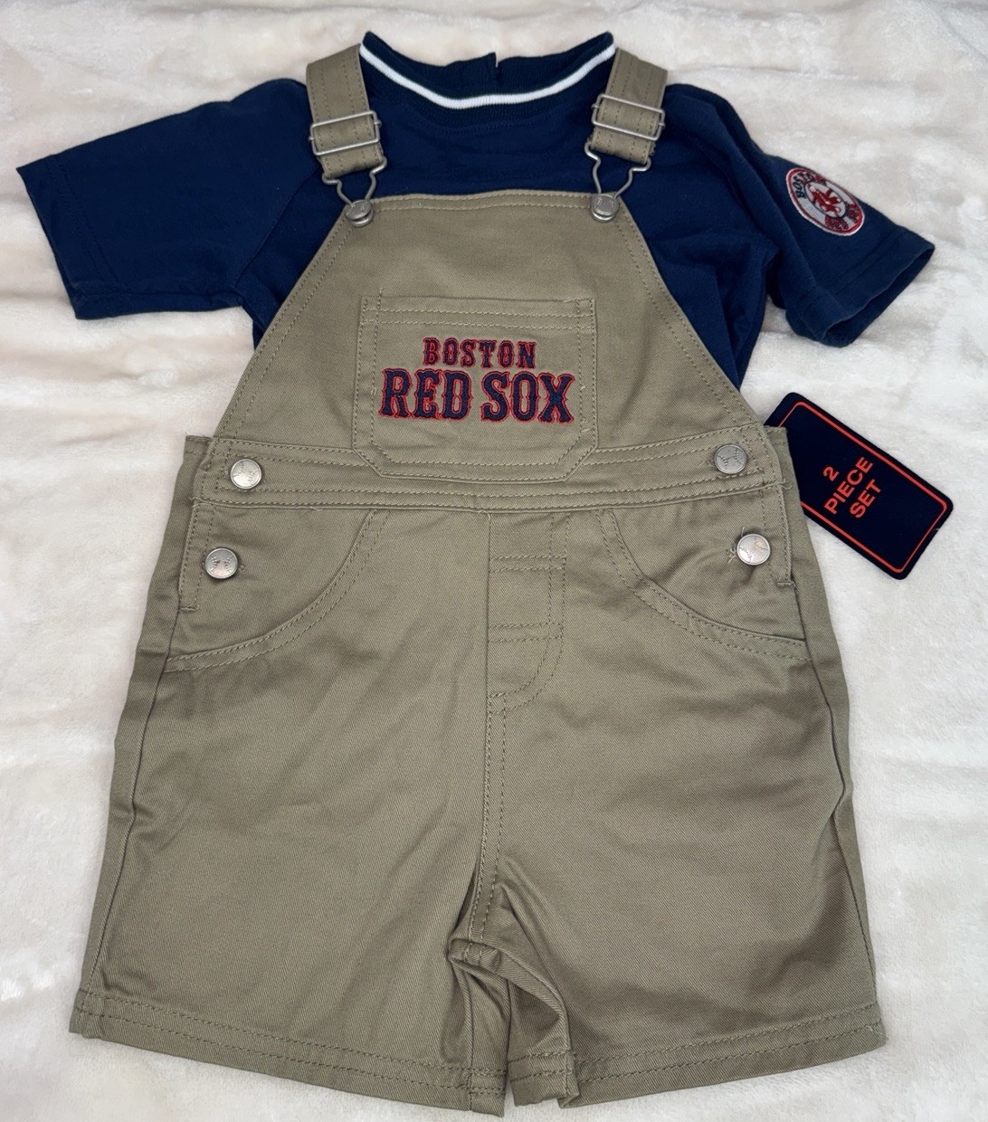 NWT BOSTON RED SOX MLB Baby Overalls Size 18 Months Mighty Mac Sports