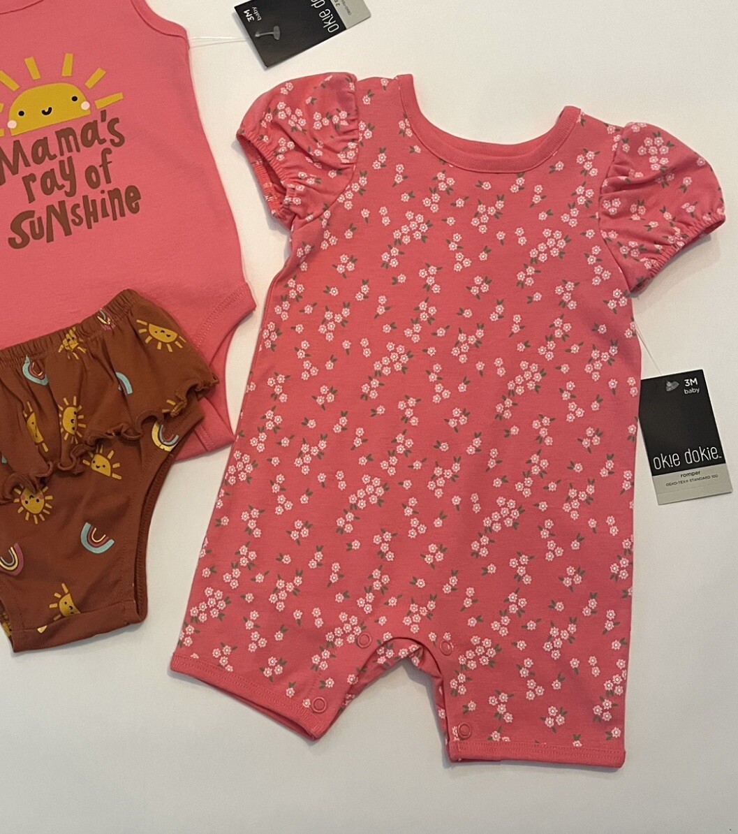 Baby Girl Clothes 3 Months Romper Bodysuit Diaper Cover Cute Outfit New