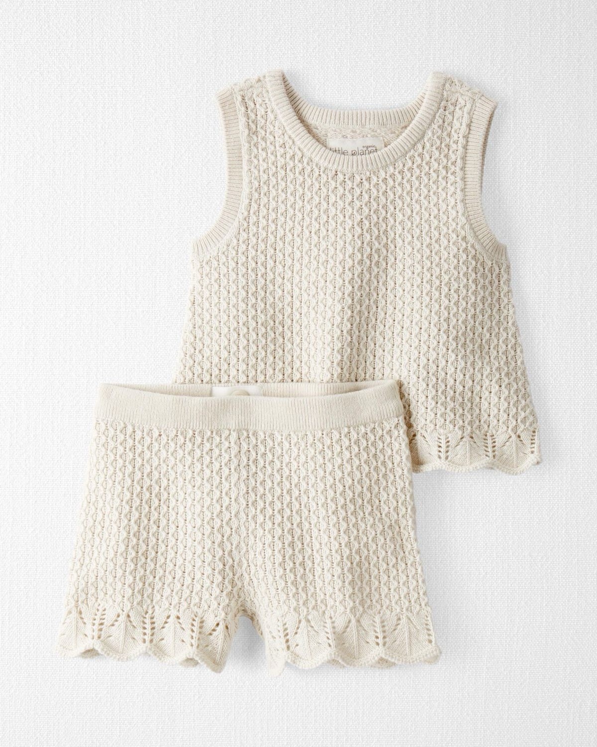 Baby girl Outfit Baby 2-Piece Organic Cotton Crochet Knit Set Size 9 Months
