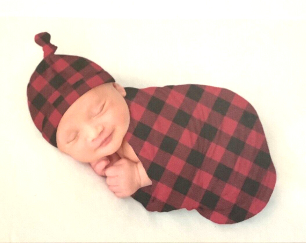 NEW Lullaby Lane Newborn Photography Prop Outfit 0-6 Months Red & Black Plaid