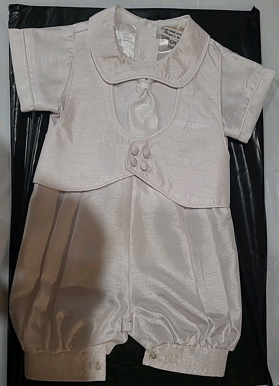Piccolo Bacio Boy’s Christening Baptism White Outfit Size 6 Months