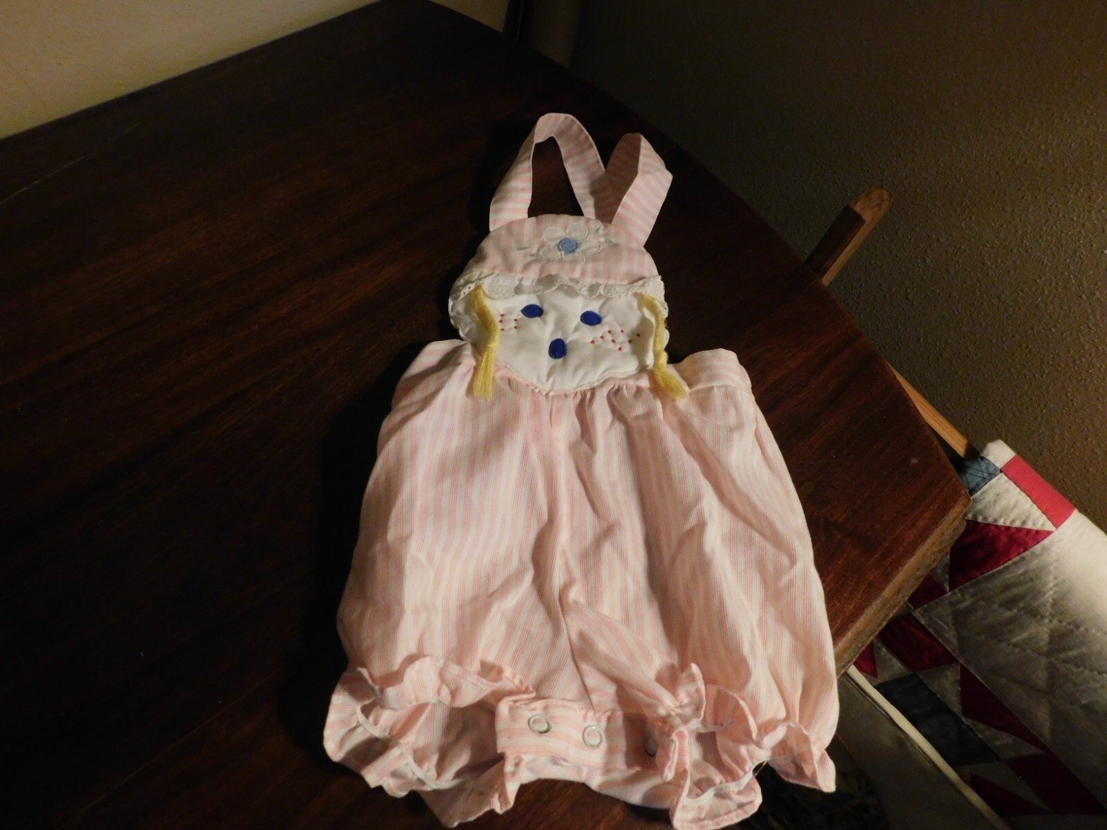 Toddler Romper Vintage Philippines Girl w/ Yarn Braids Size 18 Month