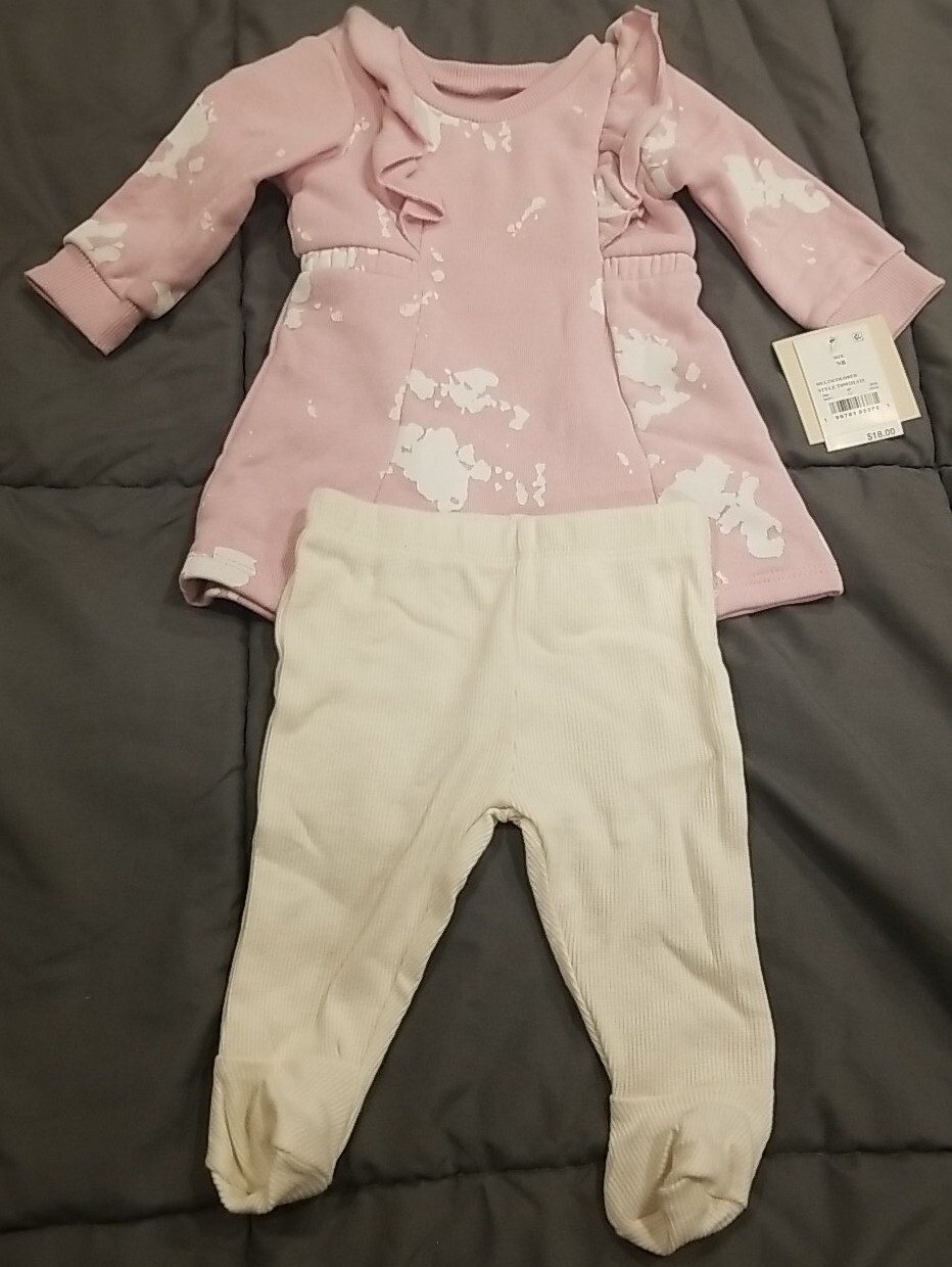 Grayson Mini Size Newborn 2 Piece Outfit Long Sleeve Ruffled Shirt Pants