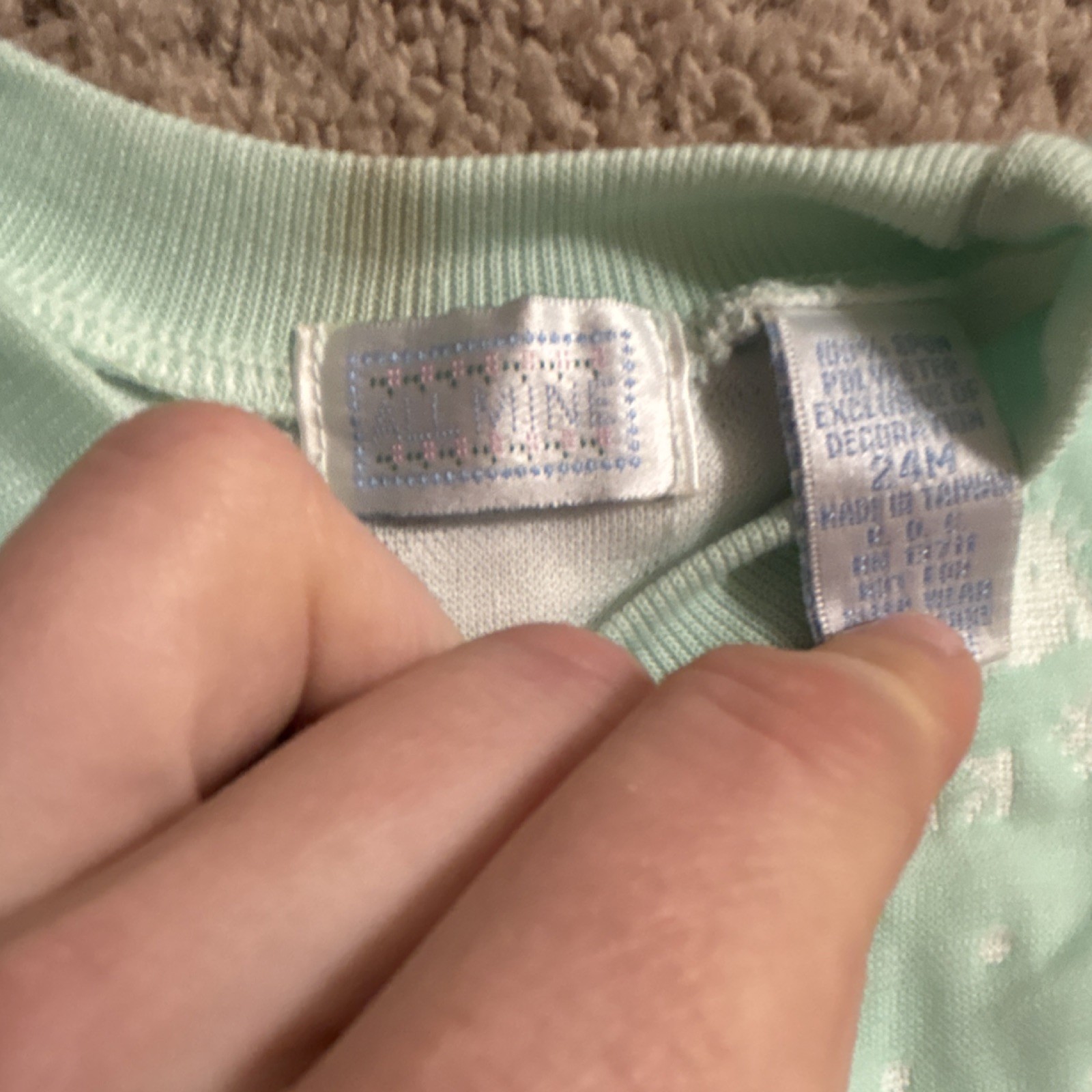Vintage All Mine mint green cat embroidered sweater & pants set, size 24M