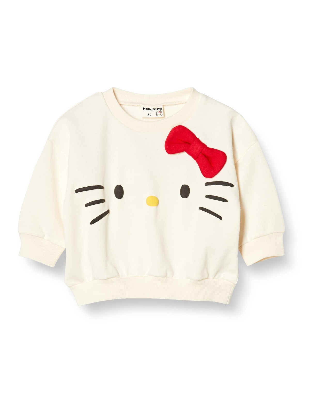 SANRIO Sweatshirt with Hello Kitty Ribbon, Girls’ Off-White, Size 120