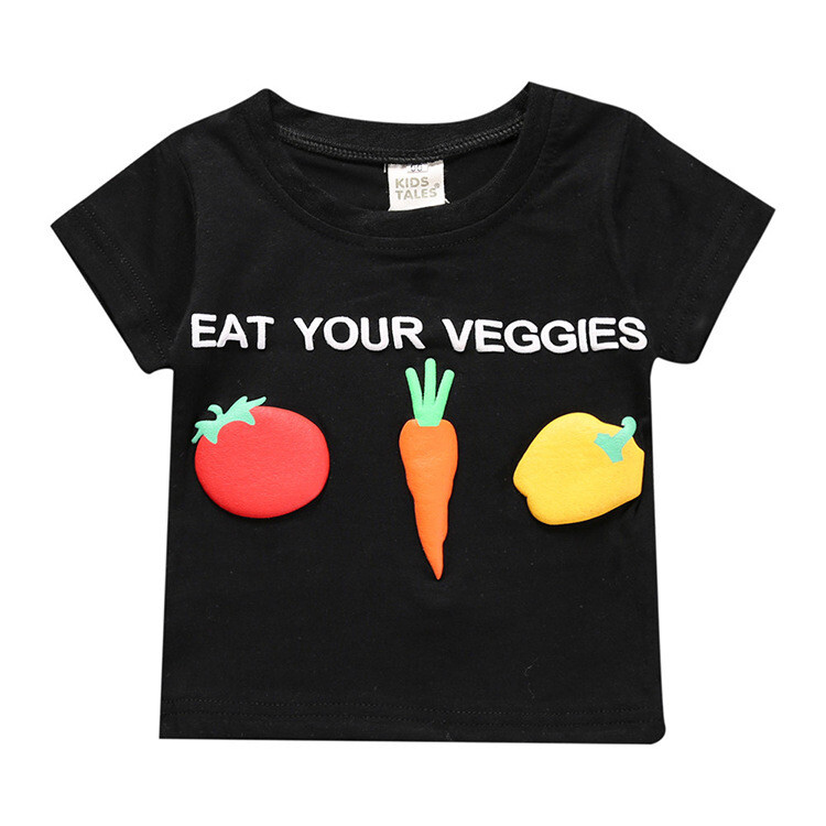 Kids Toddler Eat Your Veggies T-shirt Tee Tops Clothes For Boys Girls US Stock