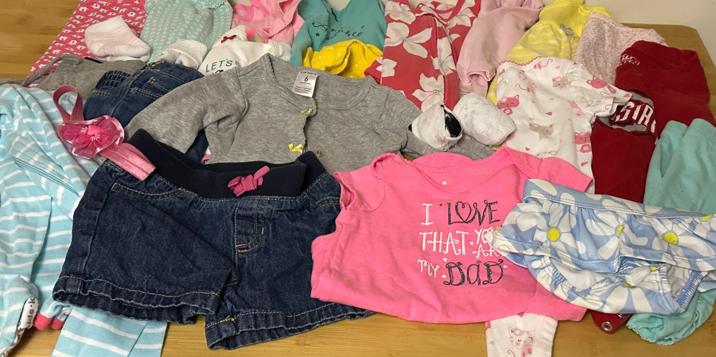 Large Lot Of 20 Adorable Baby Girl Clothes + Socks – Sizes 3-12 Months