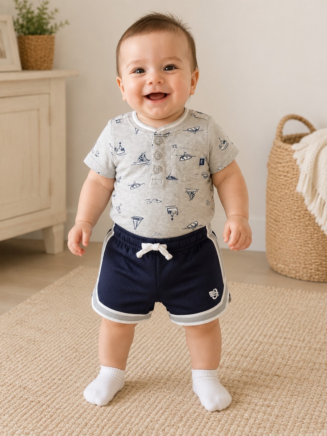 Oshkosh B’gosh Baby Boys’ Boat Bodysuit & Mesh Shorts Set 12-18 Months