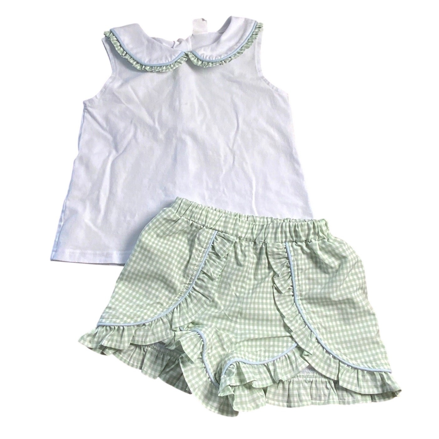 Stitchy Fish 2pc Gingham Shorts set size 4T