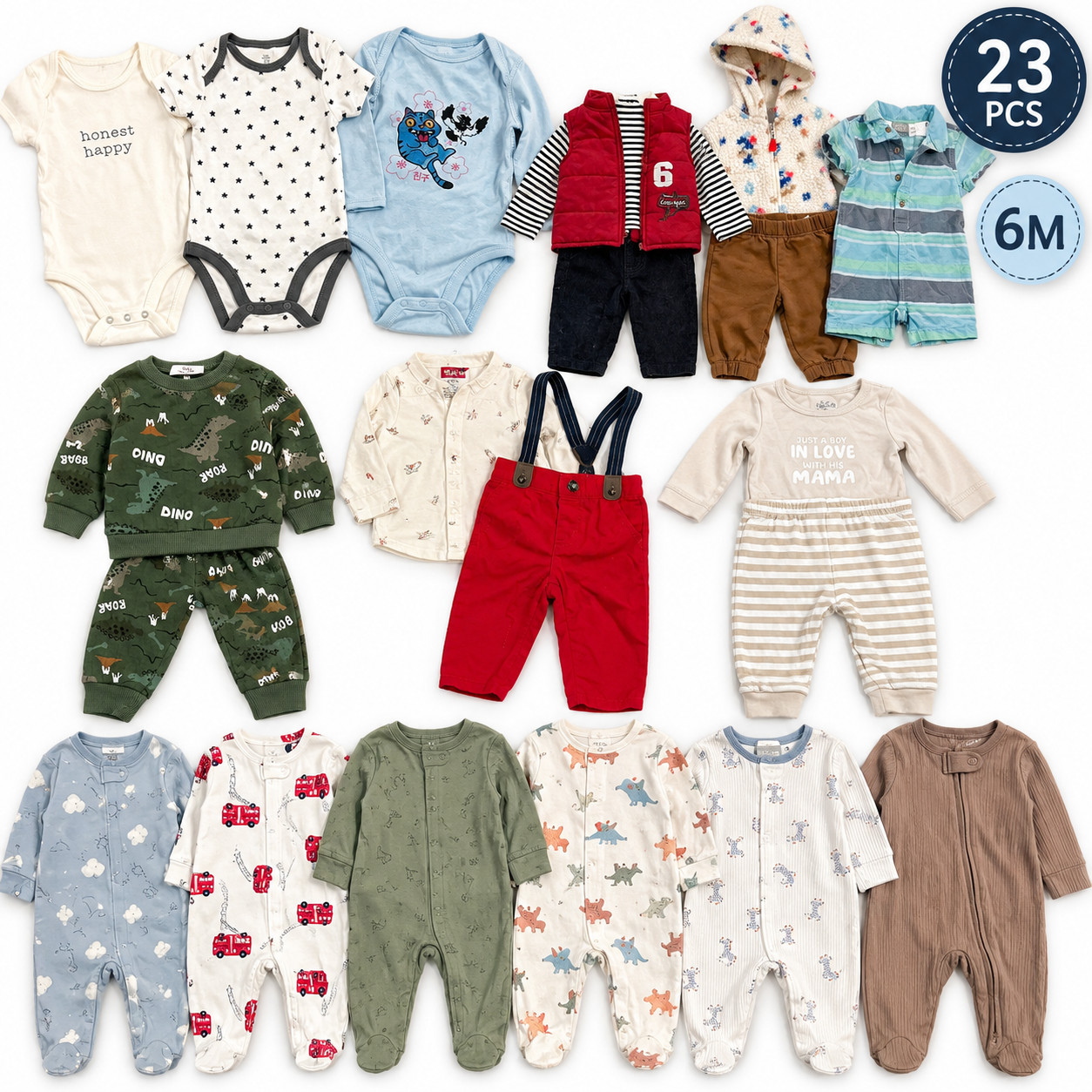 Baby Boy Clothes Bundle 3-6M 6M 23 Pc Carters Sleepers Outfits Bodysuits