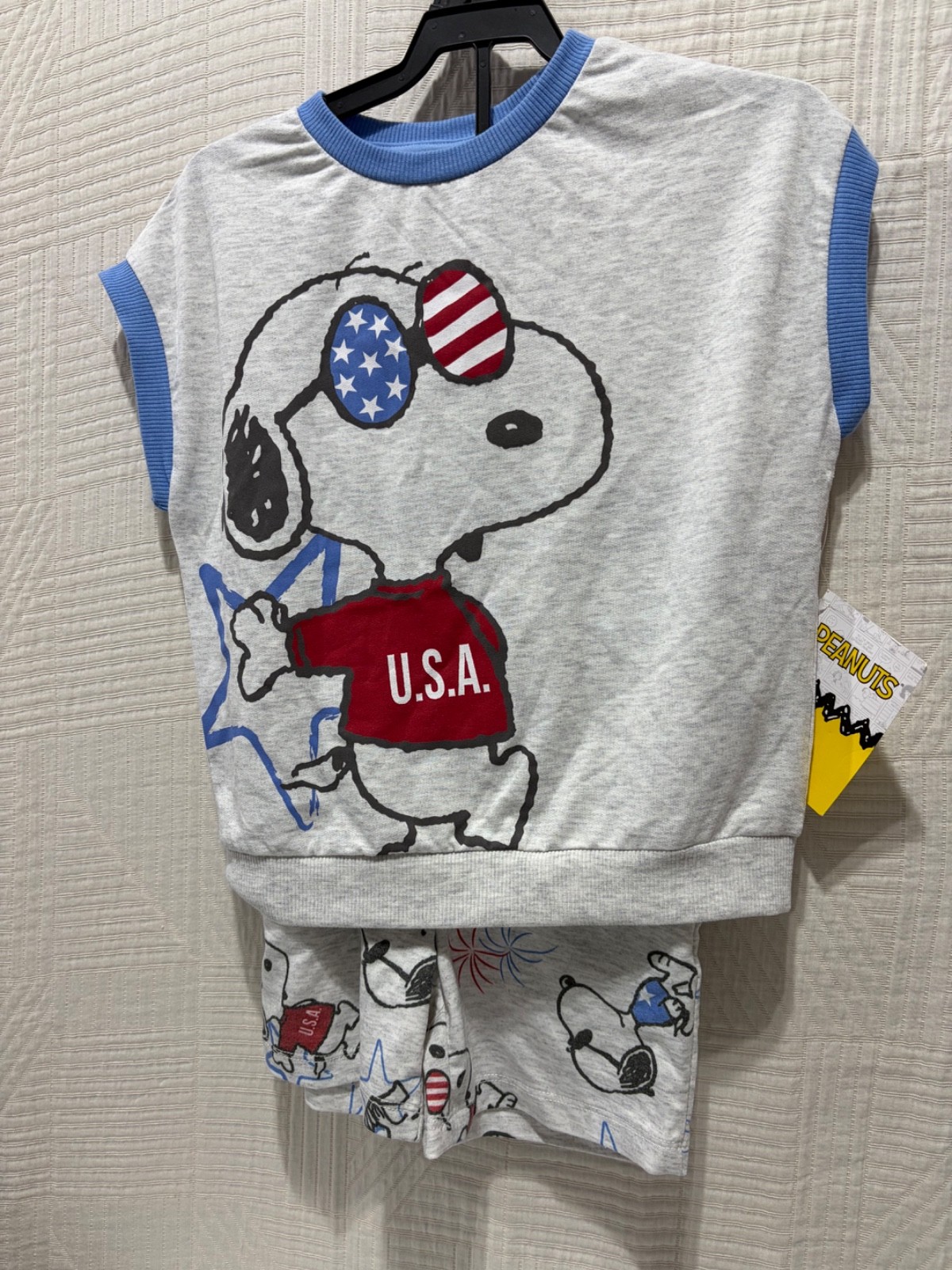Peanuts patriotic 2 piece knit short outfits ast sz new