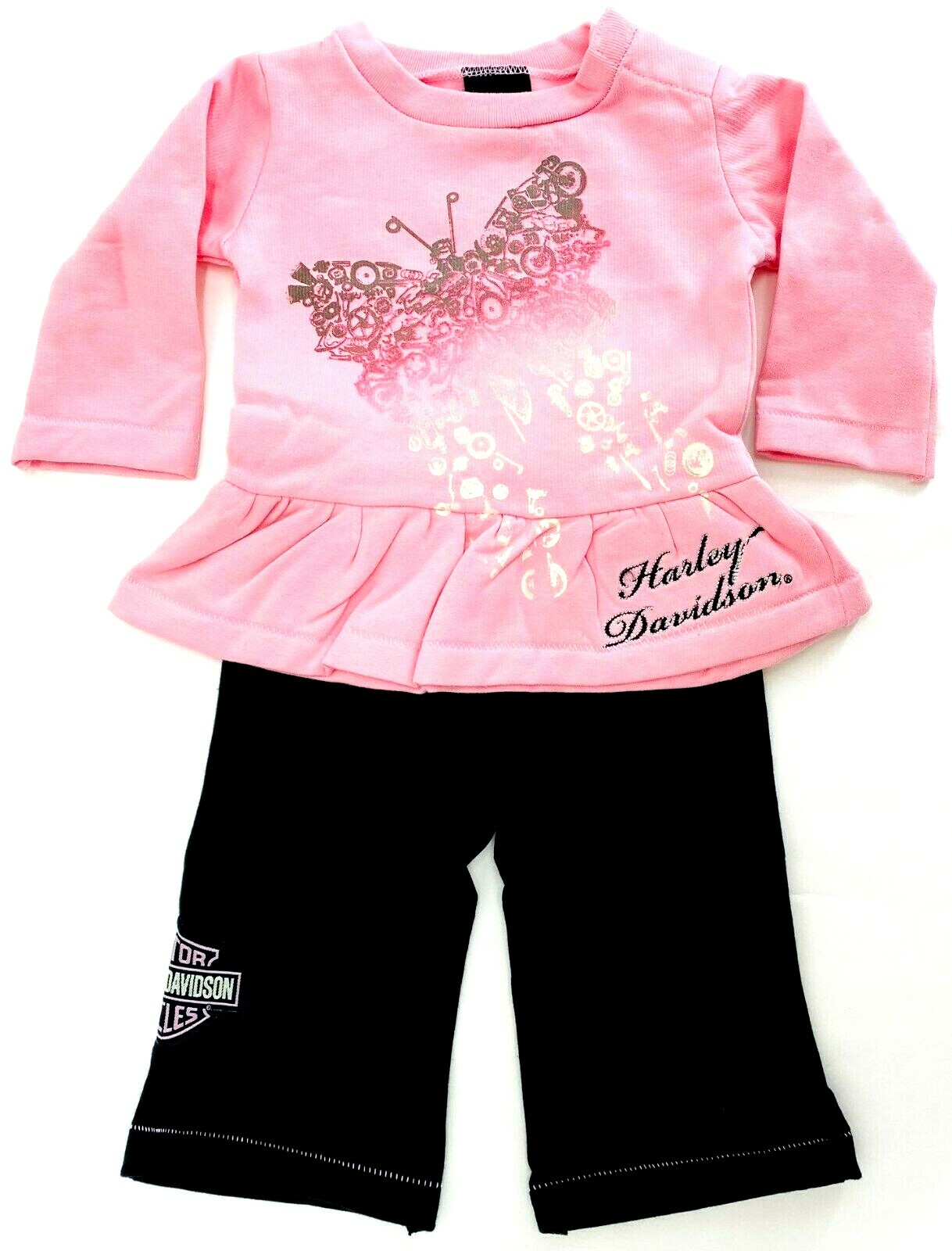 Kids Baby New Born Girls Butterflies Harley Davidson Motorcycle 2 Piece Set