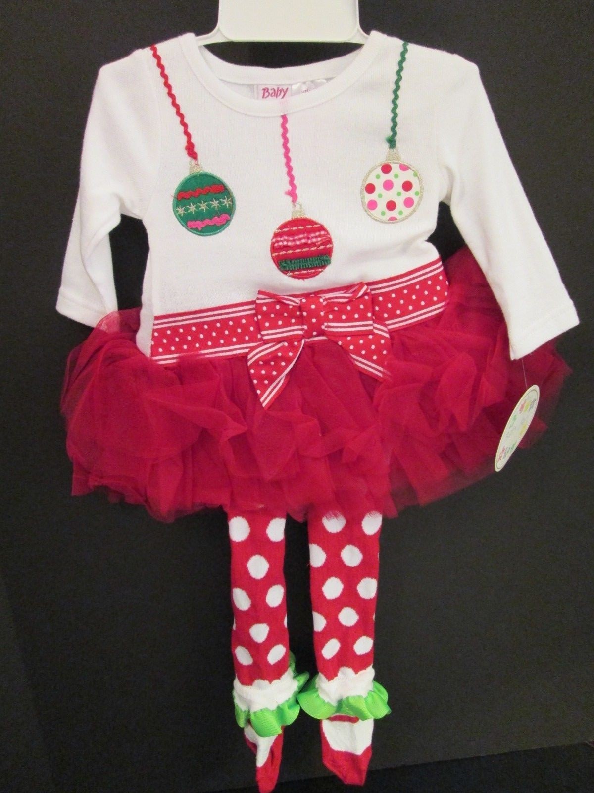 Christmas Holiday Tunic and Polka Dot Leggings by Baby Beri, Size 3-6 Mos, NWT