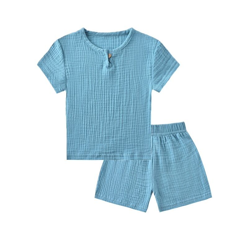 kids boys girls loose top skirt spring summer acid washed matching clothing