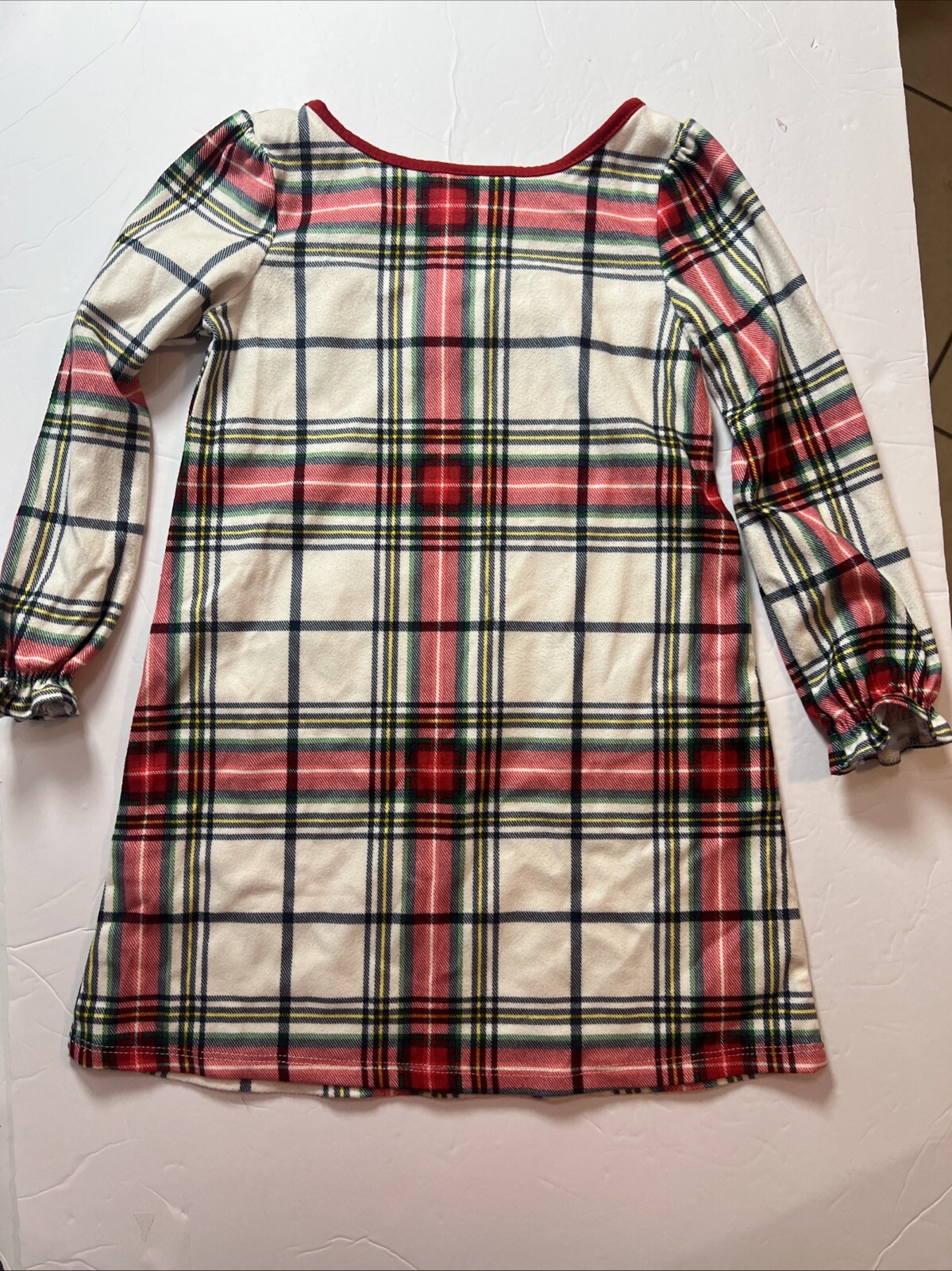 Wondershop Girls Plaid Flannel Pajama Dress Size 3T White Green Red
