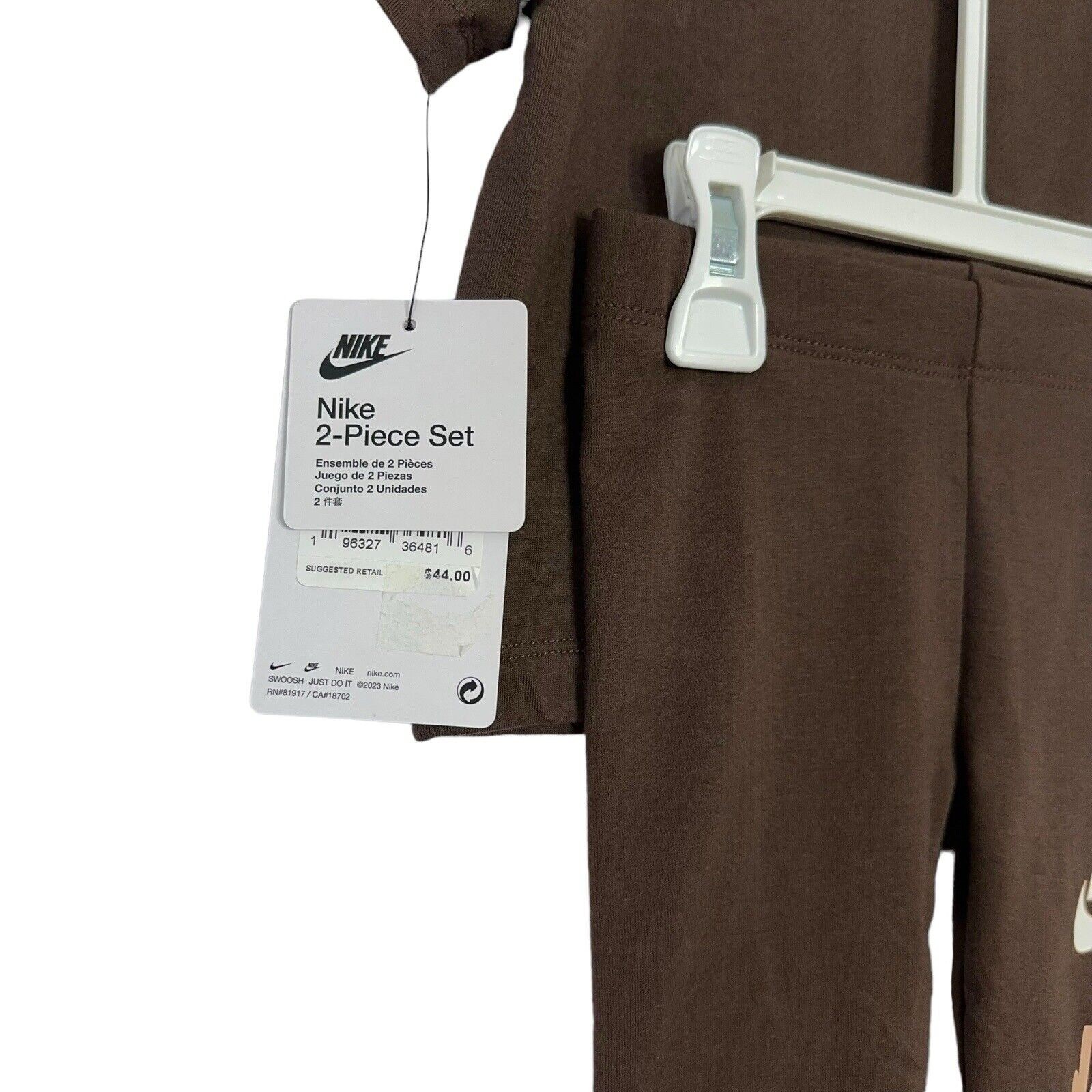 Nike Just Do It Toddler Girl Boxy T-Shirt & Legging Set Brown and Ivory Size 2T