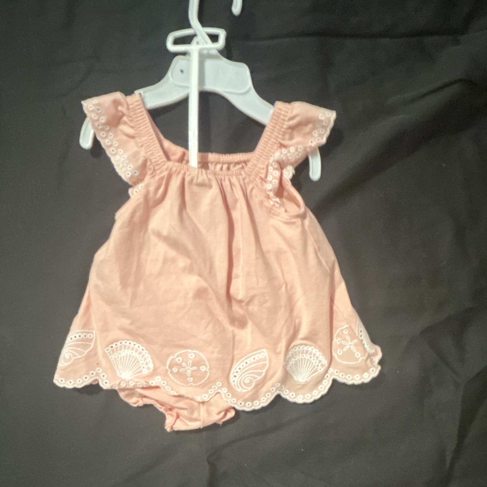 C&C California Kids Girls 6-9M Pink/White Embroidered Dress & Bloomer Set