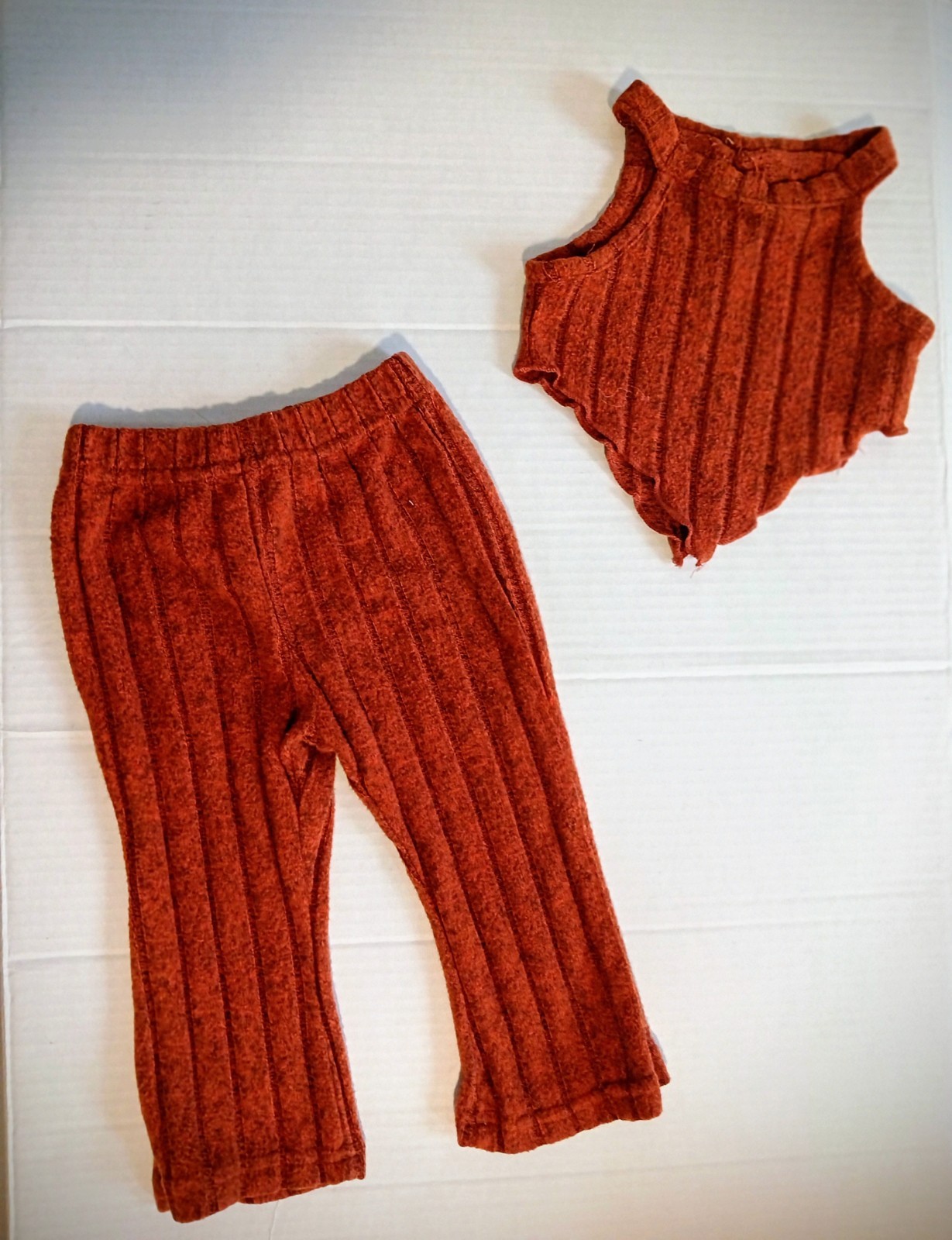 3pc Toddler Girls Set Top/ Pants /Hat 3-6 Months Burnt Orange