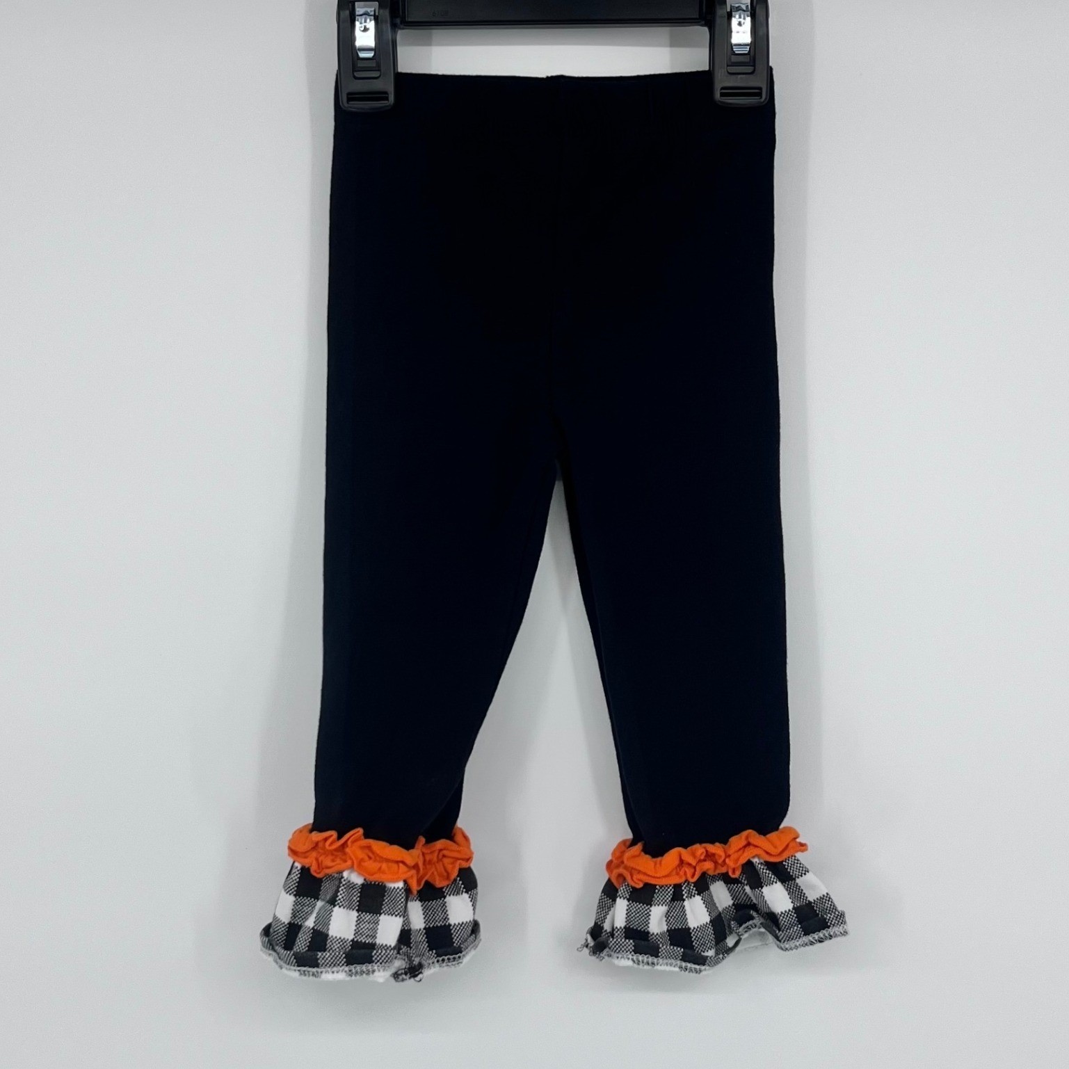 Rare Editions Pumpkin Tunic Leggings Set Girls 18M Black White Gingham Ruffle