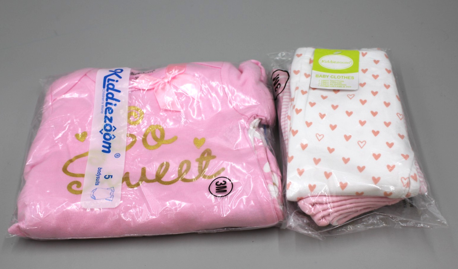 3 Month Baby GIRL Clothing Lot 10 Pieces Kiddiezoom Bodysuits, Pants Pink Hearts
