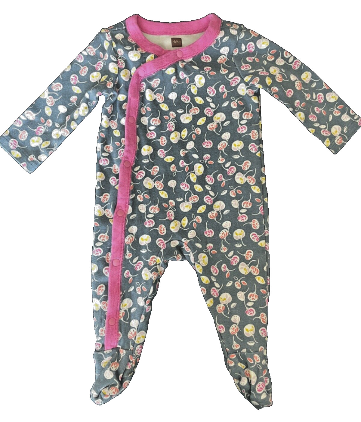 Tea Collection Bodysuit 0-3 Months, Grey/Pink/Yellow, Excellent Condition