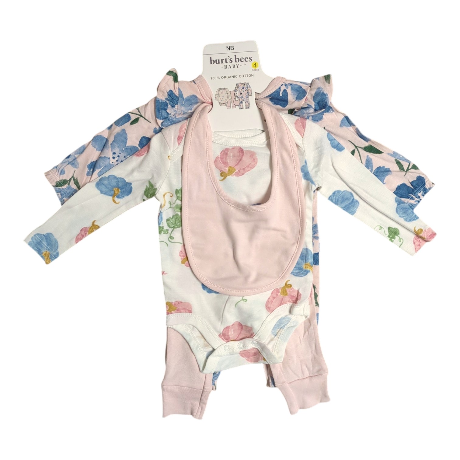 Burt’s Bees Baby Toddler Girl Organic Cotton 4-Piece Layette Playwear Set