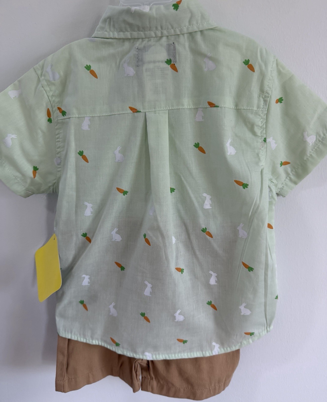 Buttons and Thread Boys Rabbit Easter Shorts Set Light Green Brown 2 Piece 4T
