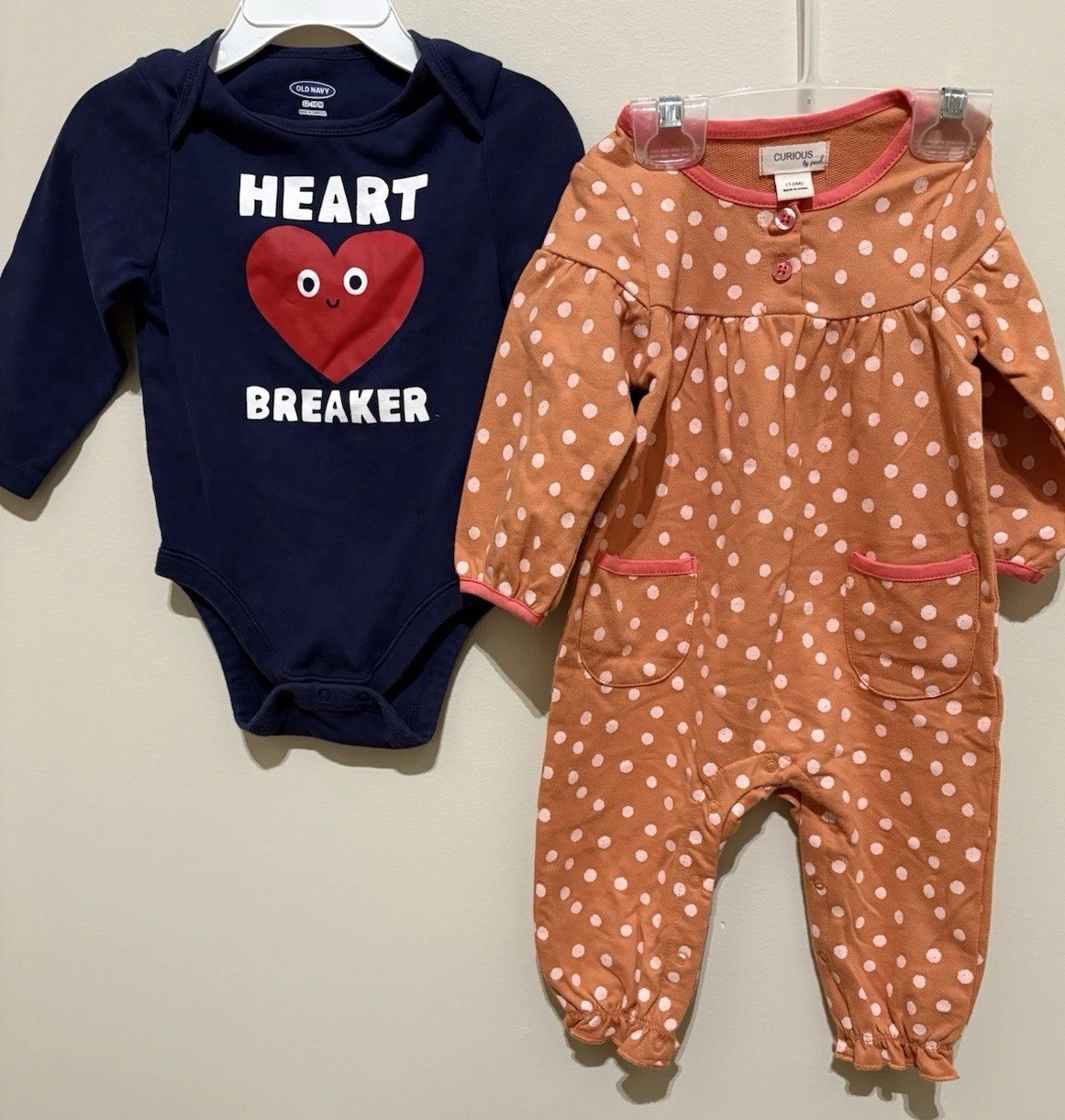 Old Navy & Curious By Peek 2 Piece Set Baby 12 Months. Romper And Bodysuit NWOT