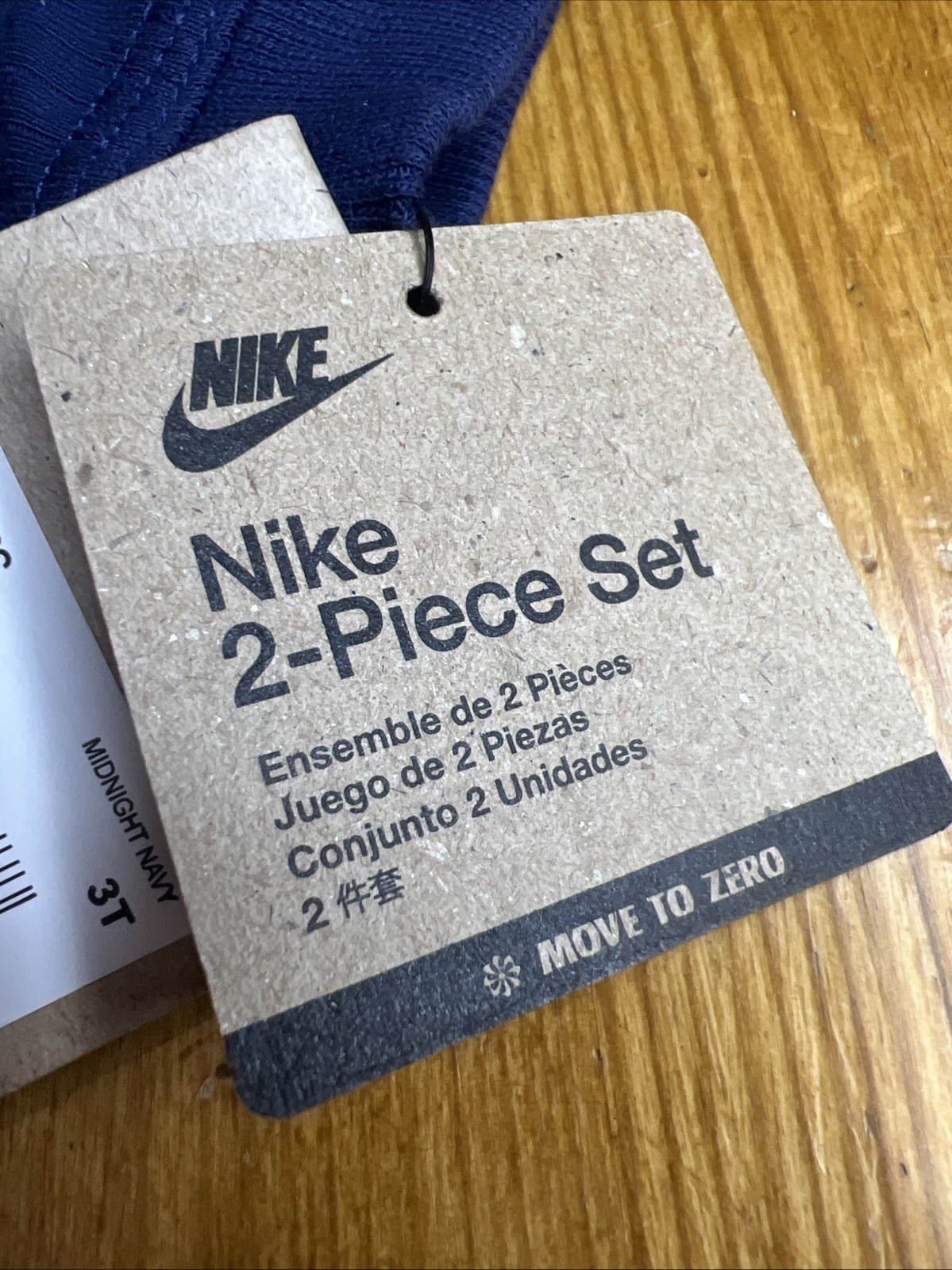 New Nike 2-Piece Set Shirt Shorts 3T 2-4 Years Boys New Logo Ribbed Navy Blue