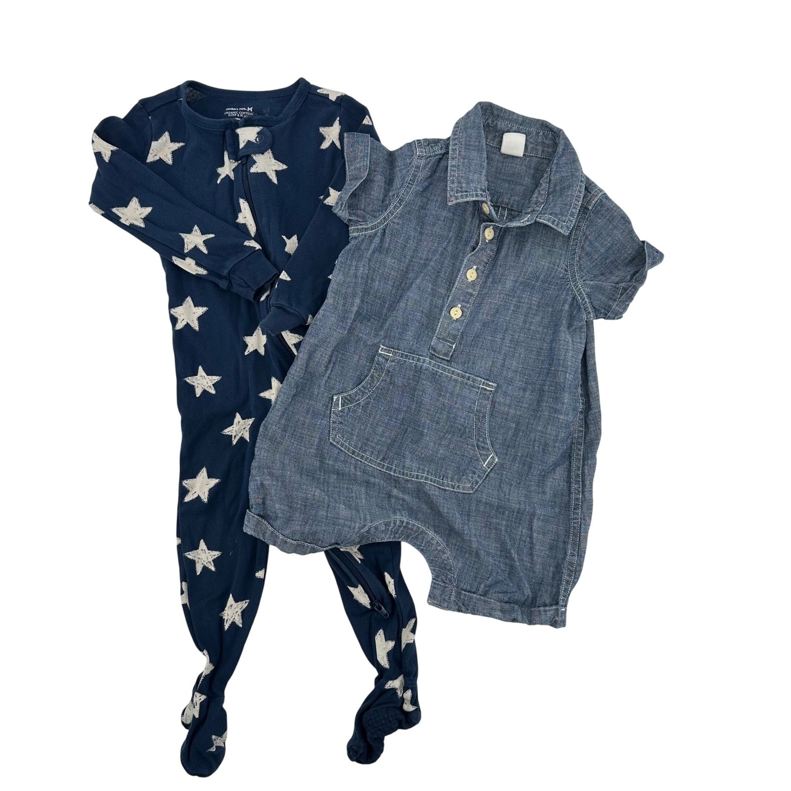 Baby Boys 12-18 Months GAP Denim Romper & Member’s Mark Star Sleep Play