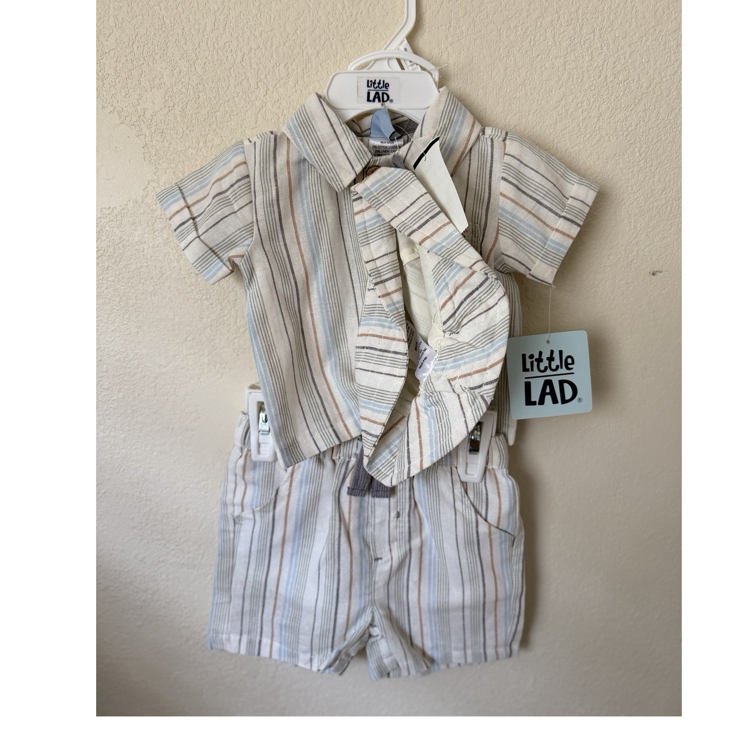 Little Lad 2-Piece Striped Shirt & Shorts Set Cotton Linen 0-3 Months
