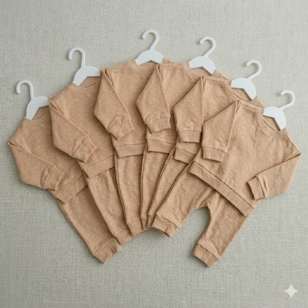 Lot Of 6 Cloud Island Tan Polka Dot 2-Piece Outfit Size 3-6 Months