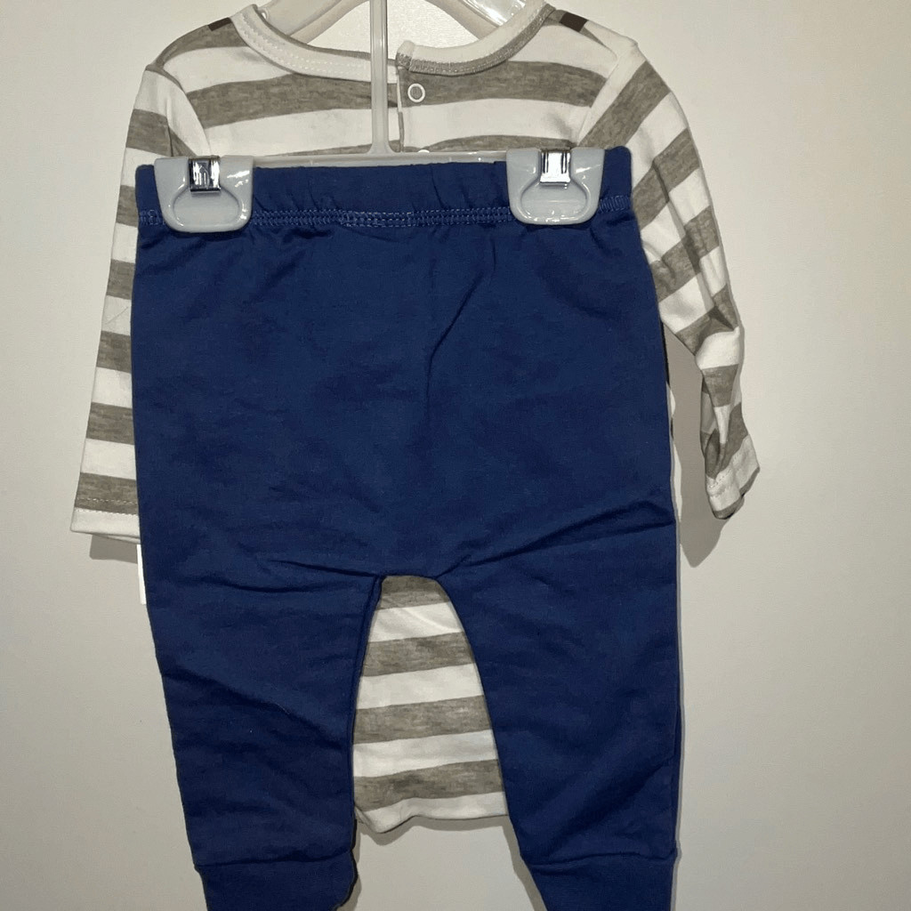 Rene Rofe Baby Boy My First Turkey Day Outfit Set Gray Blue Size 6-9 Months NWT