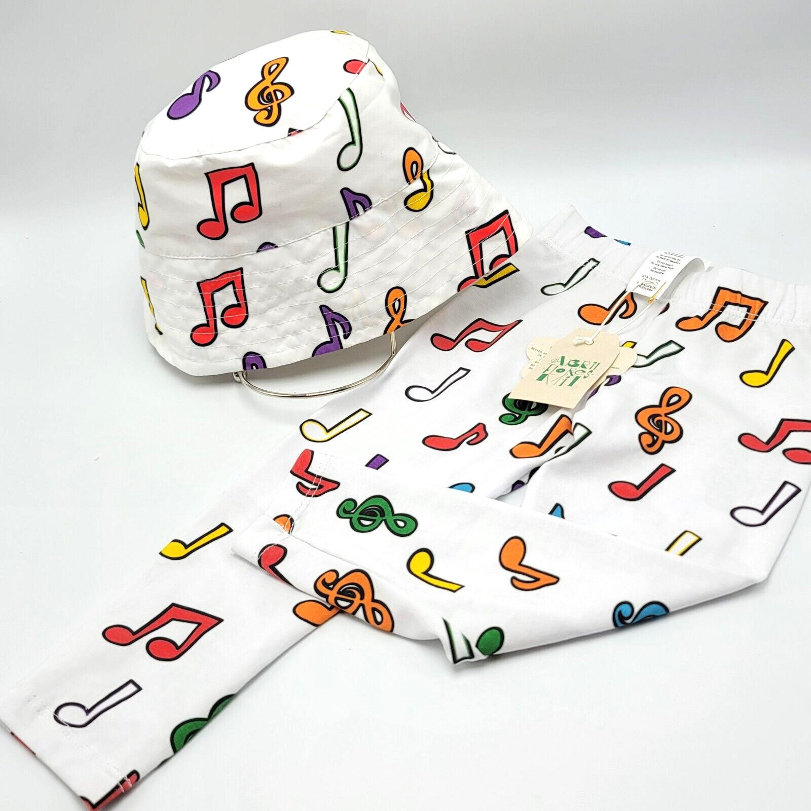 Music Note Leggings Bucket Hat Set 12-24 mos Baby Toddler New Abril Flores Mil