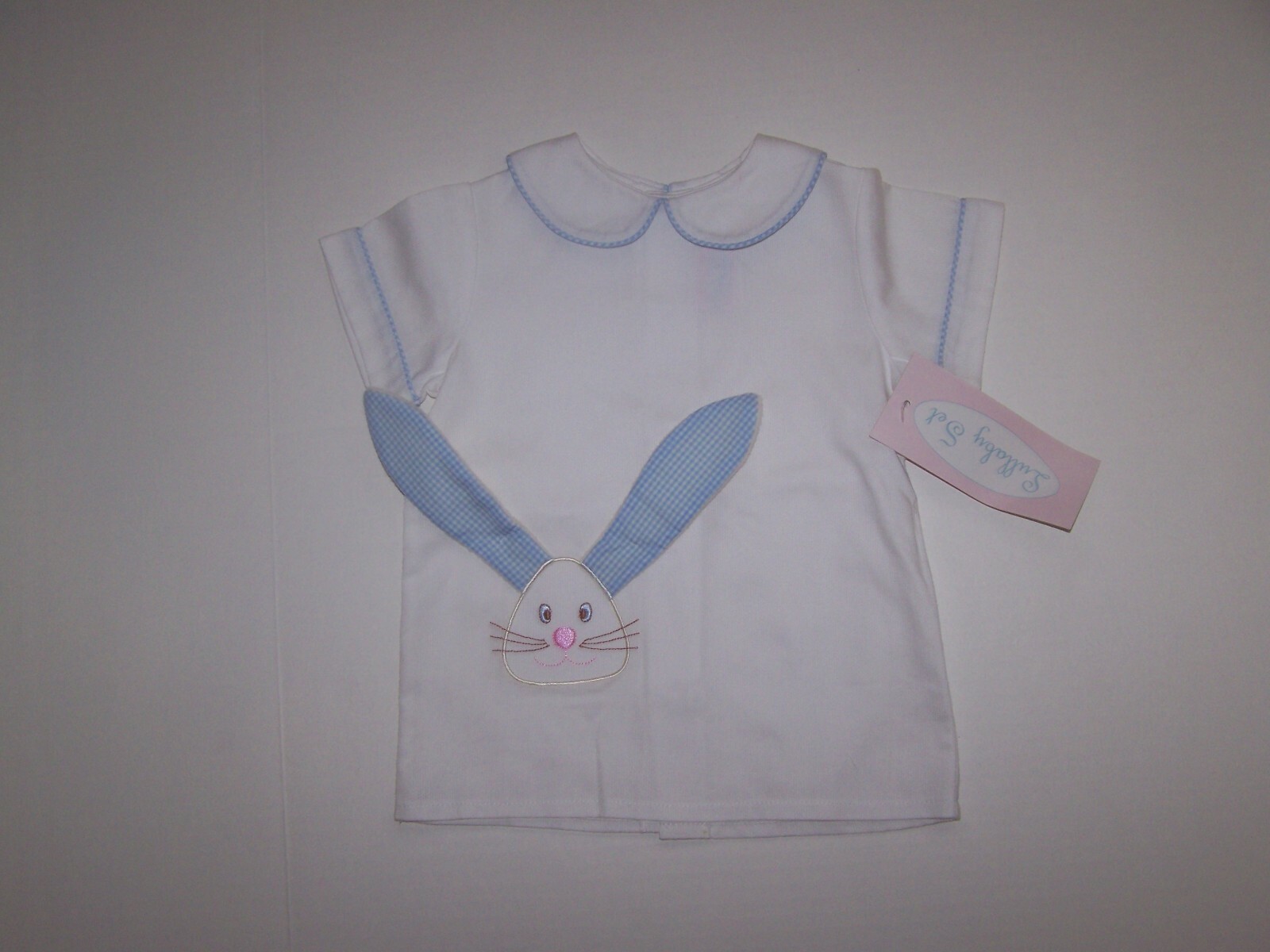 Lullaby Set Boutique Boys Bunny Diaper Set Blue/White Short Sleeve Size 12M NWT