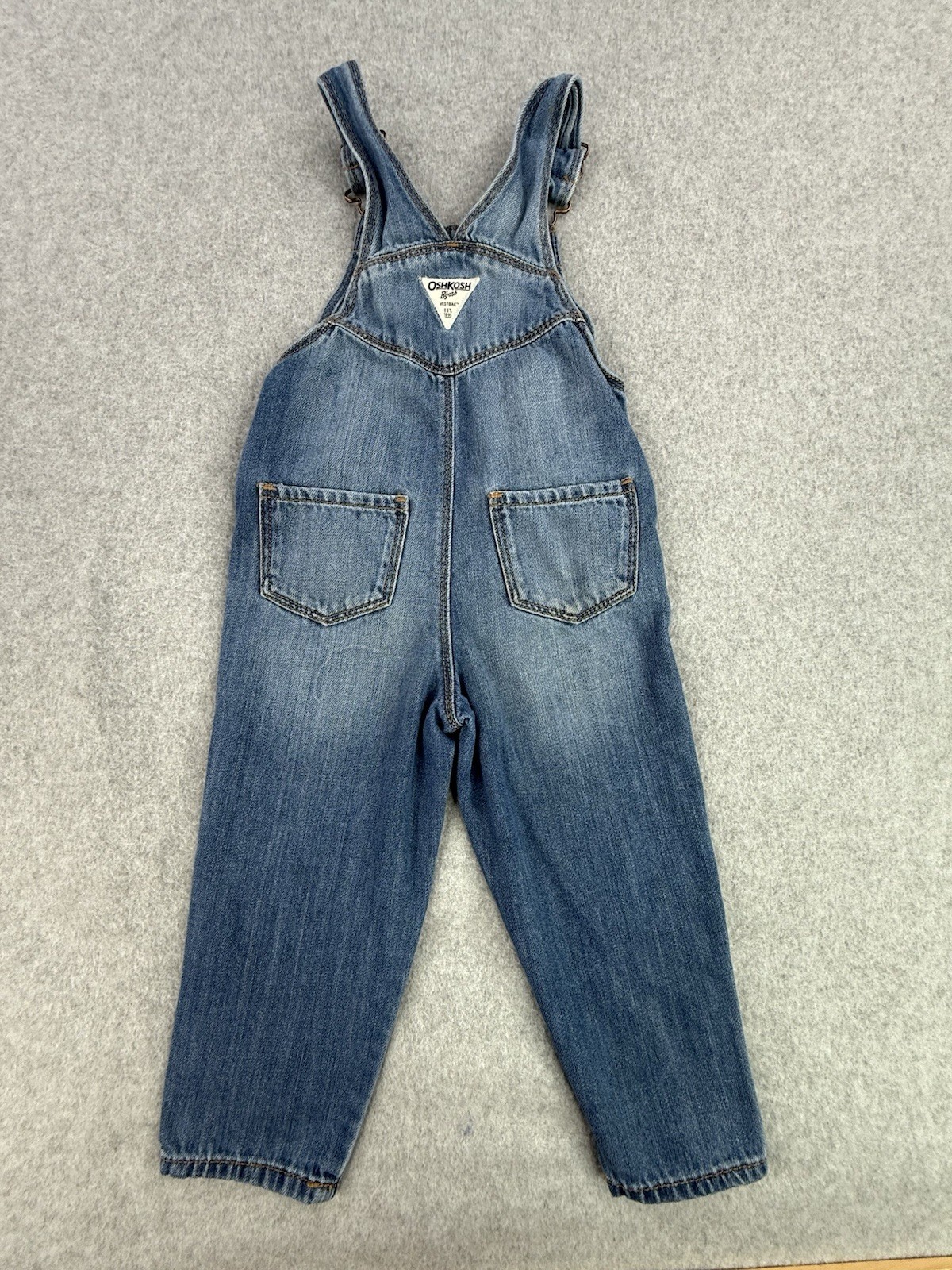Oshkosh B’Gosh Girls 3T Cotton Vestbak Overalls Patchwork Butterfly Heart EUC