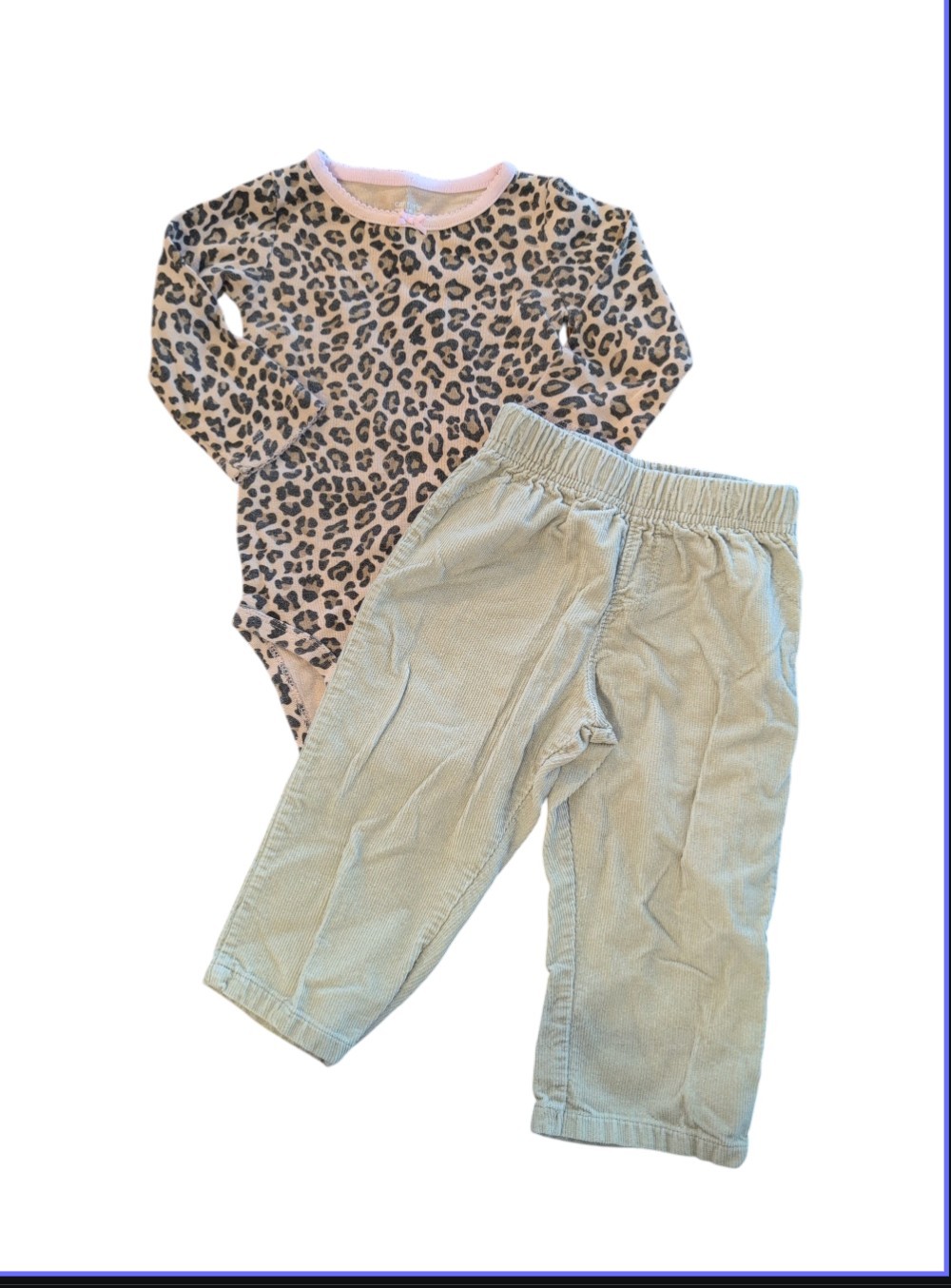 Carter’s Animal Print Bodysuit And Corduroy Pants Outfit 12 Momths