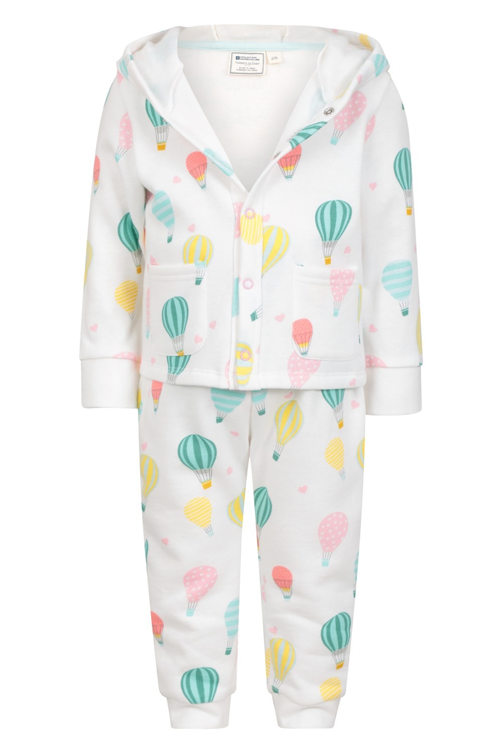 Mountain Warehouse Girls Popper Set Baby Elastic Waist Joggers Cosy Soft Hoodie