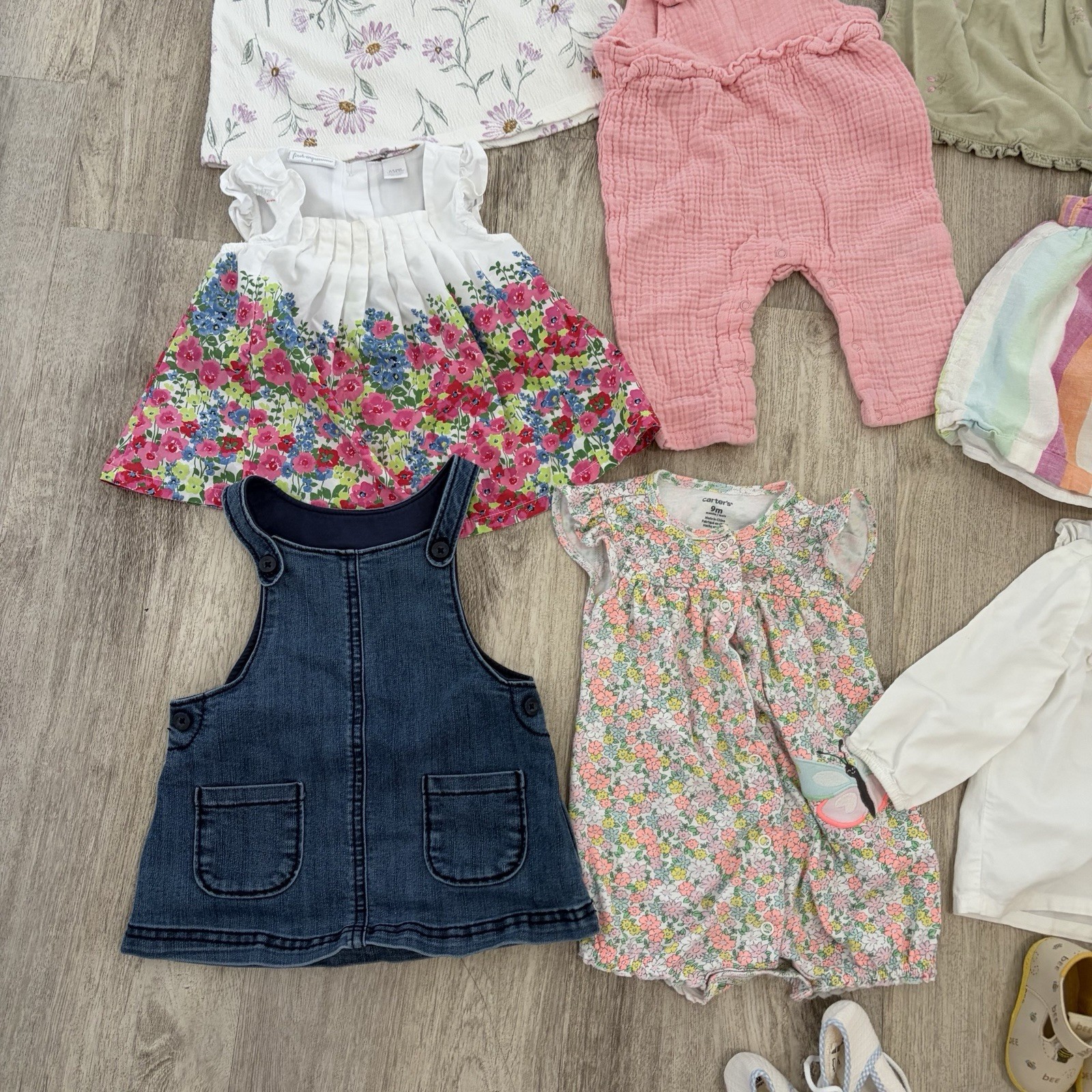 Cottagecore Baby Girls Clothing Lot 6-9 Month Shoes Carters Floral Embroidered