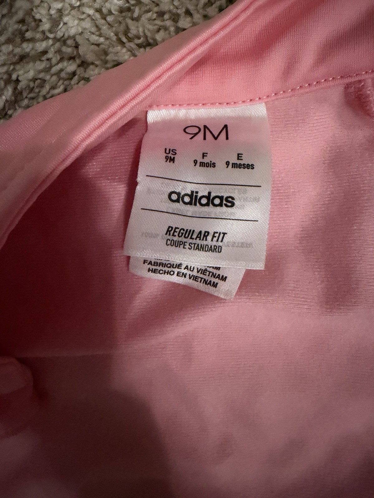 adidas Girls 2pc Pink/White Track Suit Full Zip Jacket & Pants Set 9M