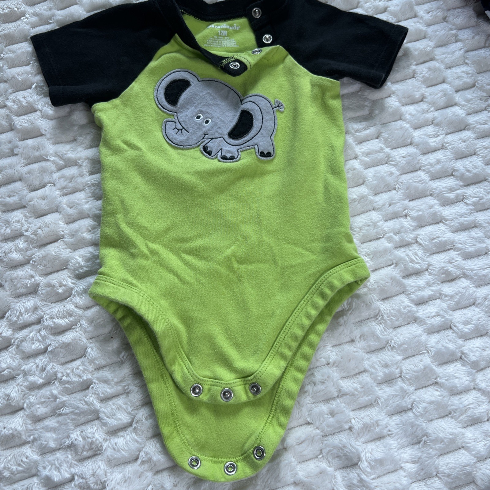 5 Piece Lot Of Baby Clothes 12 Month Boys, Body Suits 100% Cotton Dino, Elephant