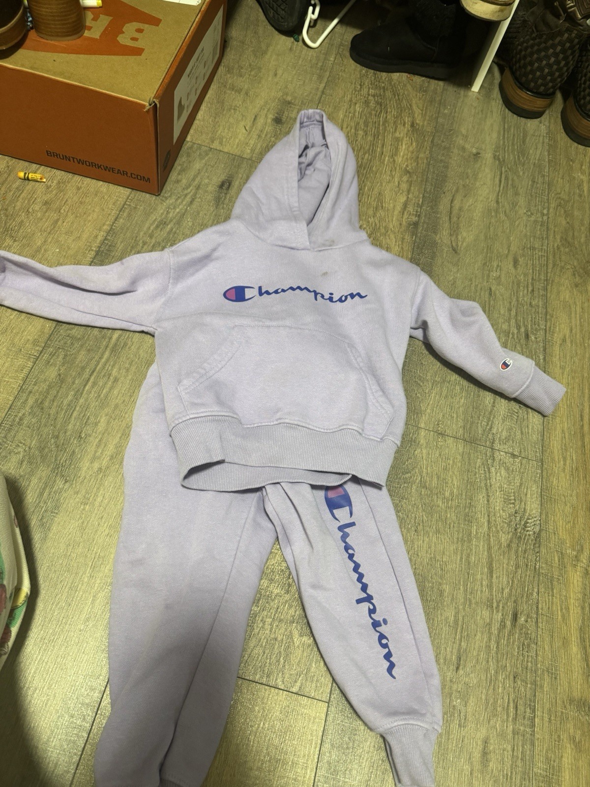 Champion 2T Unisex Baby & Toddler 2-Pc Fleece Logo Hoodie & Pants Set Purple