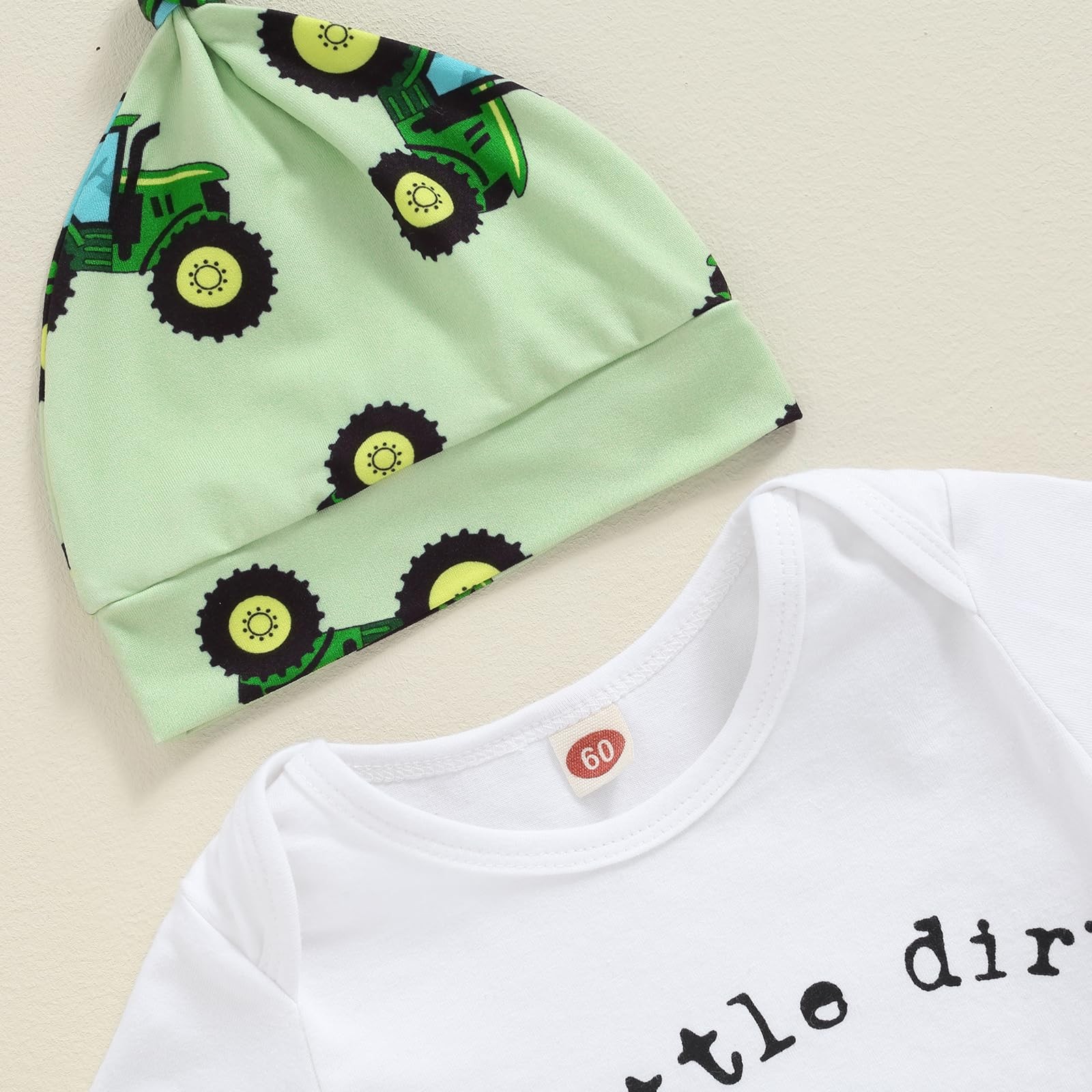 Newborn Baby Boy Tractor Clothes Cotton Funny Letter Bodysuit+Truck Leggings …