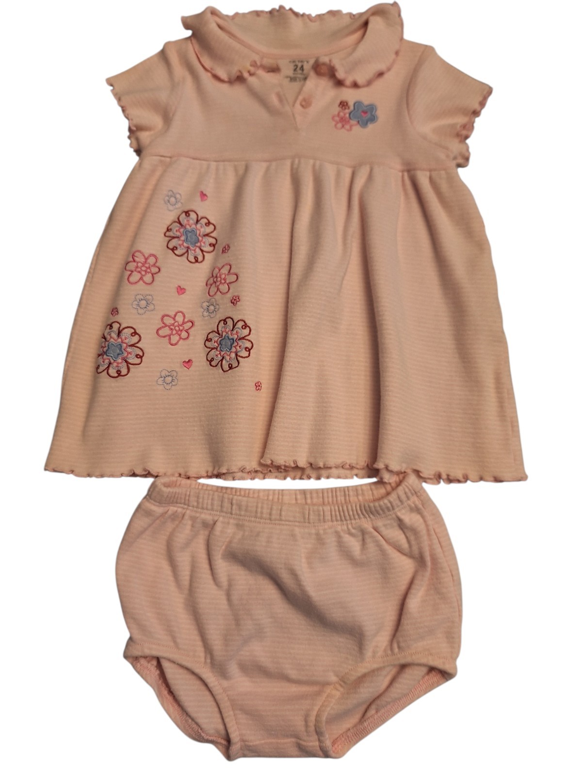 Baby Girl 2 Piece Outfit Carters 24 Mo Pink Embroidered Flowers Play Everyday…