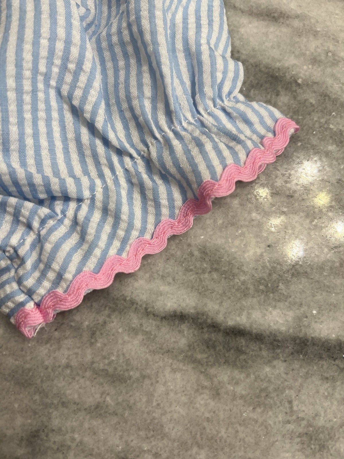 NWT Abby & Evie Girl’s Pink Blue Bow Seersucker set size 6 months