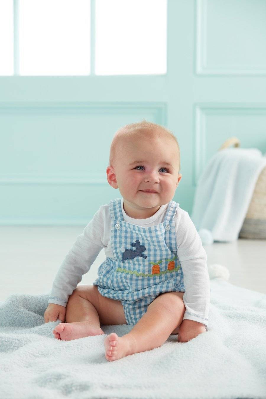 Mud Pie Easter Bunny Blue Gingham Bubble and Tee Set 3-6 Months