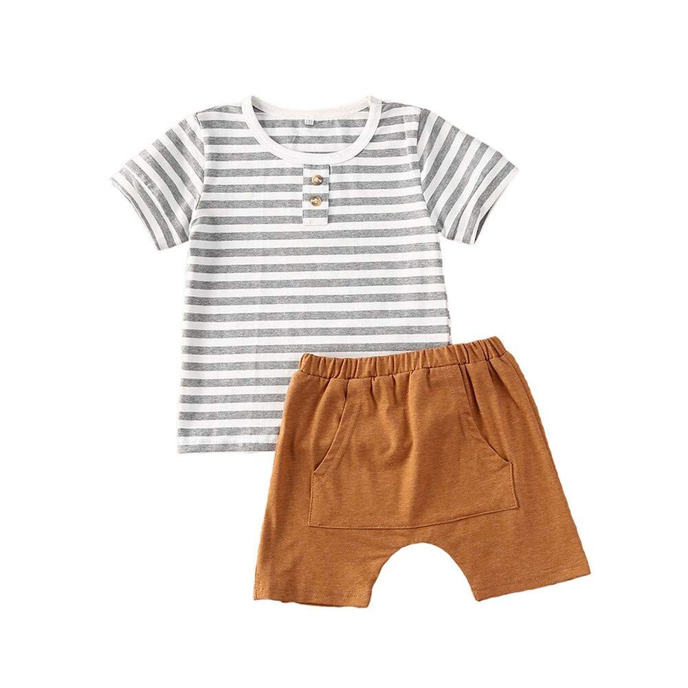 Infant Toddler Baby Boy Summer Clothes Striped O-Neck T-Shirt Tops 6-12 Month