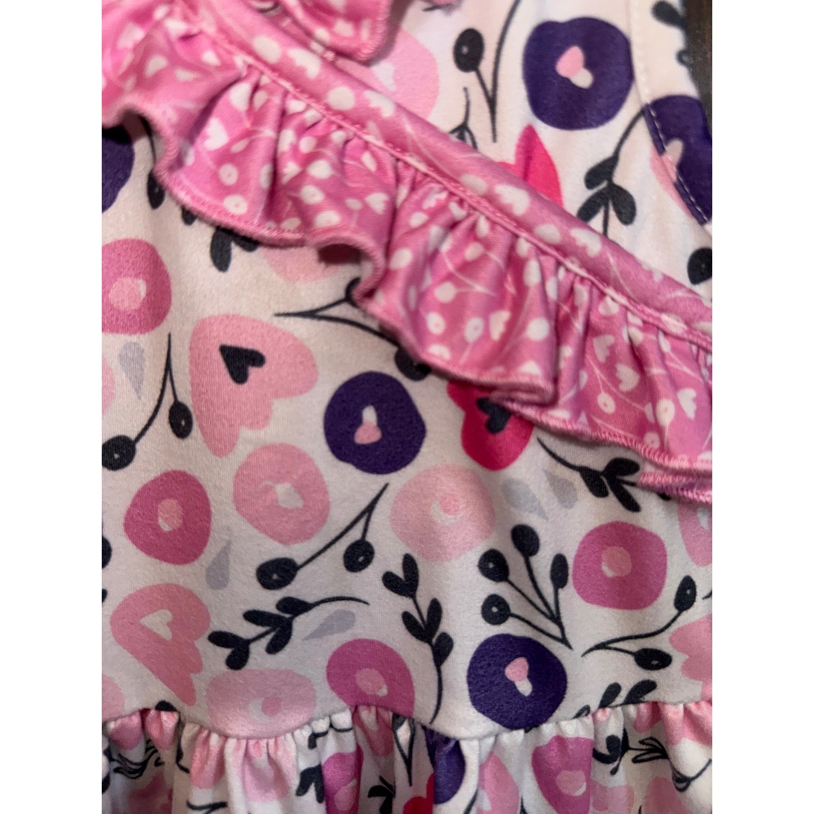 Pete Lucy Girls 2T Pink Floral Heart Peplum Top and Ruffle Pants Set